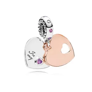 (imagen para) Charm colgante en plata de ley y PANDORA Rose Parte de mi Coraz&oacute;n