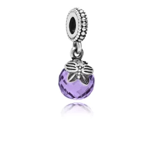 (imagen para) Charm colgante Gota morada con Mariposa - PANDORA