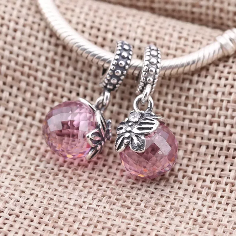 (imagen para) Charm colgante Gota rosa con Mariposa - PANDORA - Ver 2
