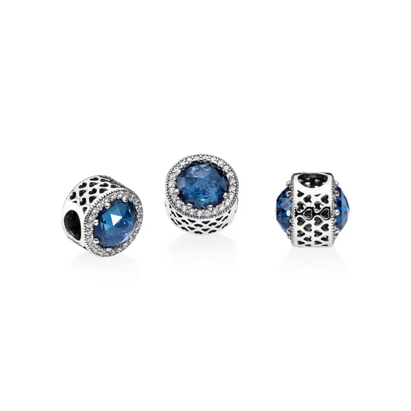 (imagen para) Charm Corazones Brillantes Azul Luz de Luna - PANDORA - Ver 4