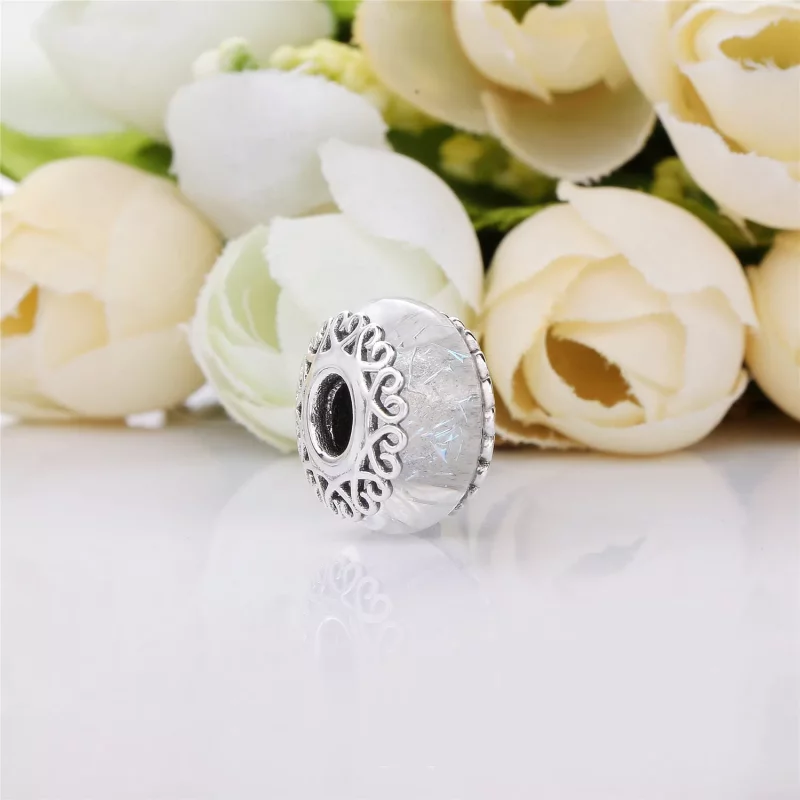 (imagen para) Charm cristal de Murano Blanco Iridiscente - PANDORA - Ver 2