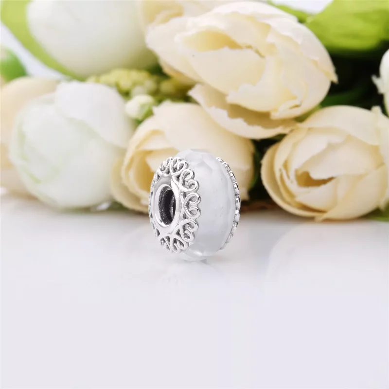 (imagen para) Charm cristal de Murano Blanco Iridiscente - PANDORA - Ver 3