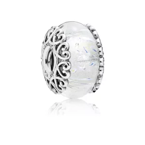 Charm cristal de Murano Blanco Iridiscente - PANDORA (imagen para) Charm cristal de Murano Blanco Iridiscente - PANDORA