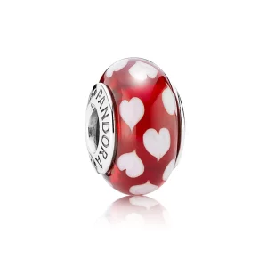 (imagen para) Charm Cristal de Murano Corazones Rojo - PANDORA