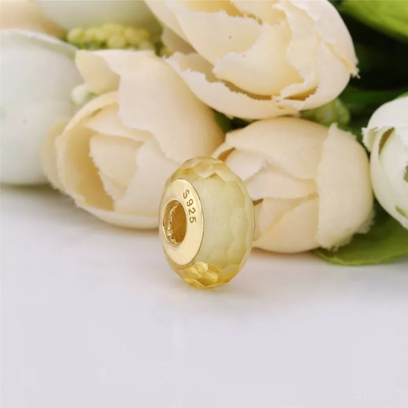 (imagen para) Charm cristal de Murano Dorado Facetado - PANDORA - Ver 2
