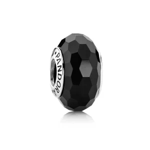 Charm Cristal de Murano Facetado Negro - PANDORA (imagen para) Charm Cristal de Murano Facetado Negro - PANDORA