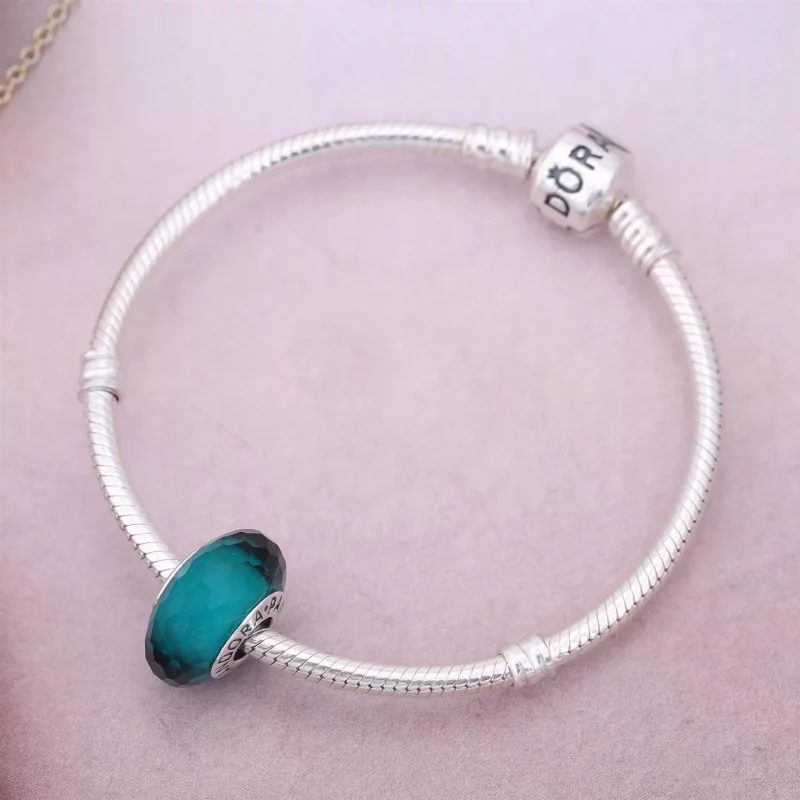(imagen para) Charm Cristal de Murano Facetado Verde Azulado - PANDORA - Ver 2