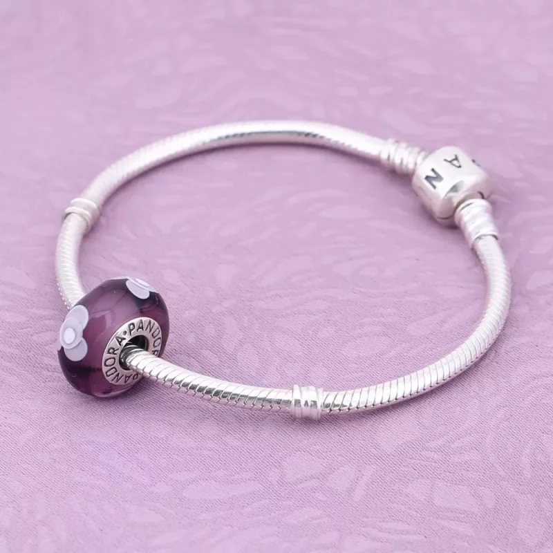 (imagen para) Charm Cristal de Murano Flor Morado - PANDORA - Ver 2