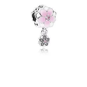 (imagen para) Charm de Magnolia Bloom Pale Cerise Esmalte Rosa & Clear CZ Da PANDORA