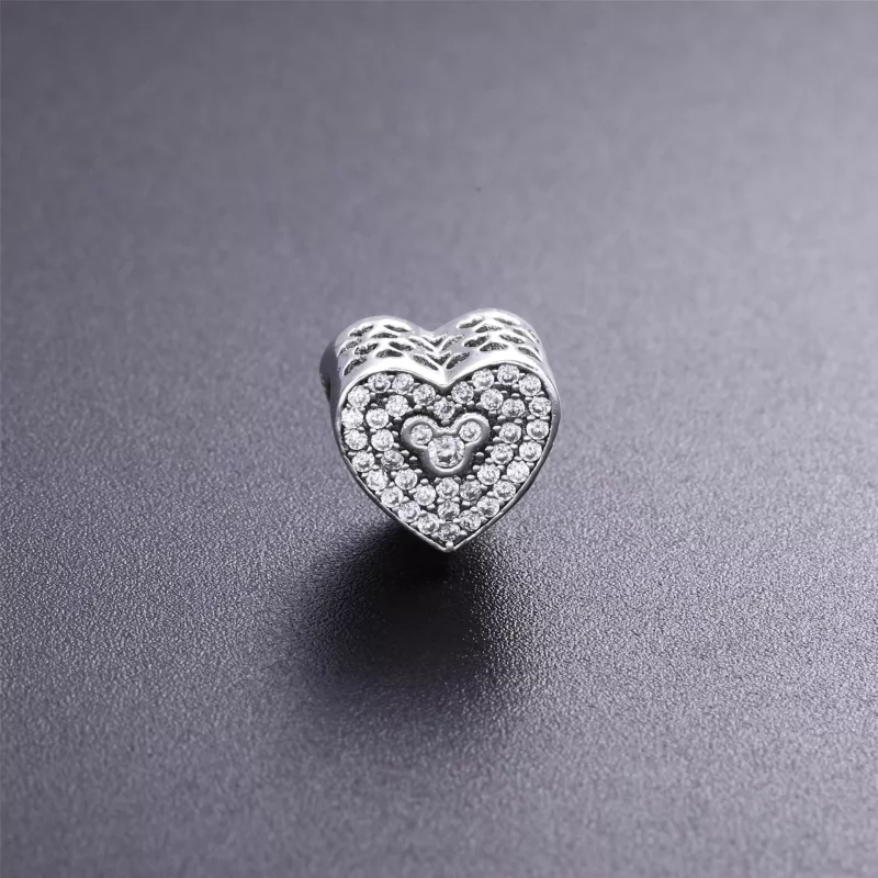 (imagen para) Charm en plata de ley Coraz&oacute;n Brillante Mickey & Minnie - PANDORA - Ver 2