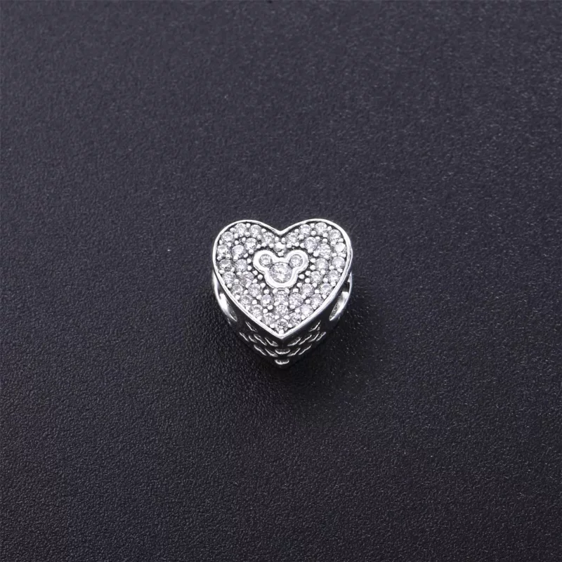 (imagen para) Charm en plata de ley Coraz&oacute;n Brillante Mickey & Minnie - PANDORA - Ver 3