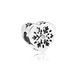(imagen para) Charm en plata de ley Coraz&oacute;n Copo de Nieve - PANDORA