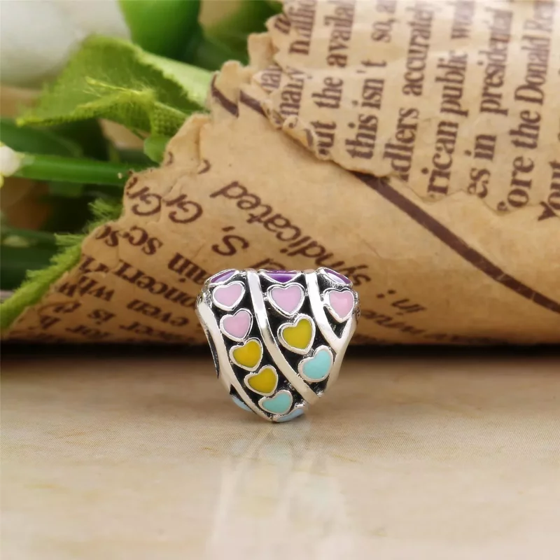 (imagen para) Charm en plata de ley Corazones Multicolor - PANDORA - Ver 2