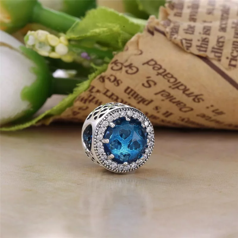 (imagen para) Charm en plata de ley Corazones Radiantes Azul Glaciar - PANDORA - Ver 2