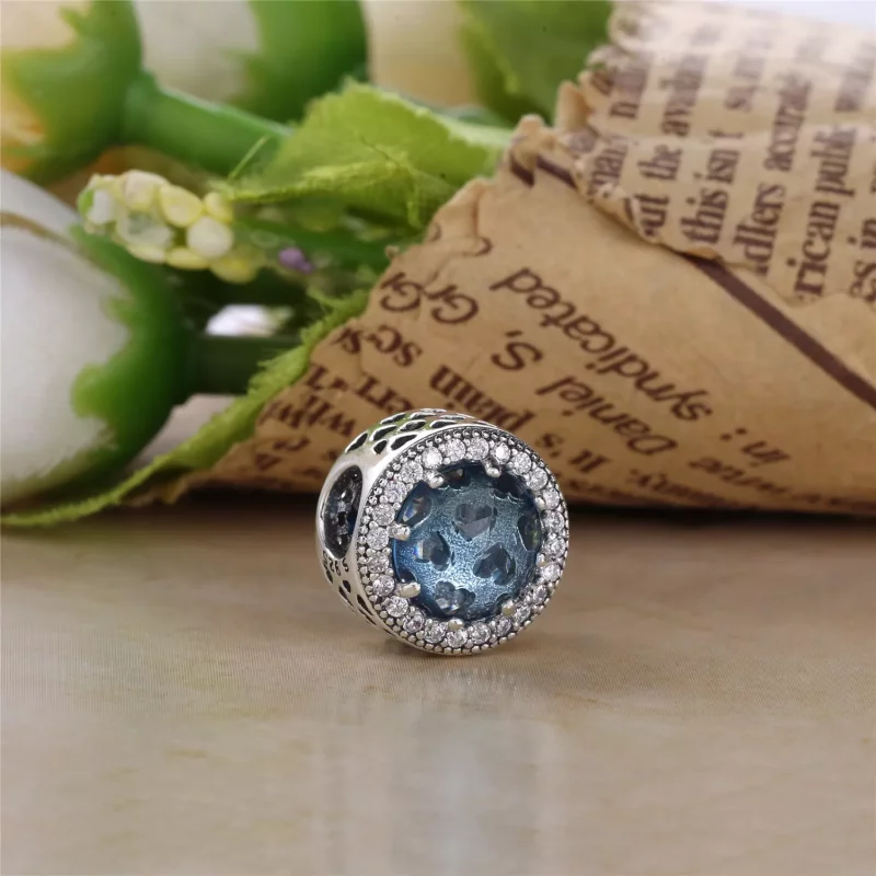 (imagen para) Charm en plata de ley Corazones Radiantes Azul Glaciar - PANDORA - Ver 3