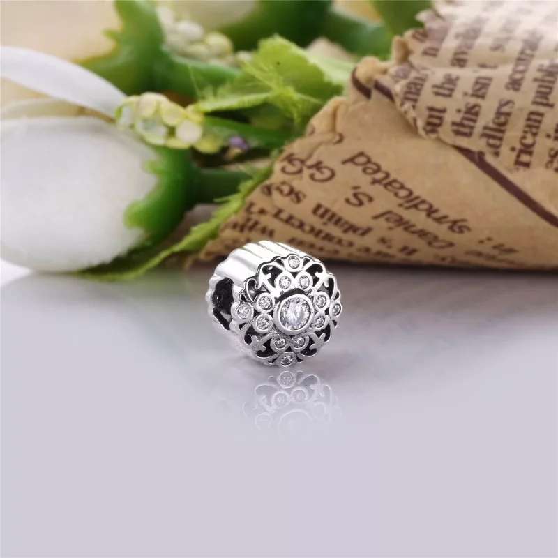 (imagen para) Charm en plata de ley Flor de la vendimia PANDORA - Ver 2
