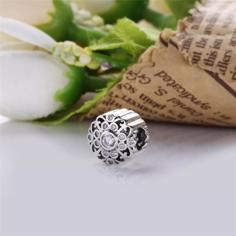 (imagen para) Charm en plata de ley Flor de la vendimia PANDORA - Ver 3