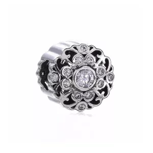 Charm en plata de ley Flor de la vendimia PANDORA (imagen para) Charm en plata de ley Flor de la vendimia PANDORA