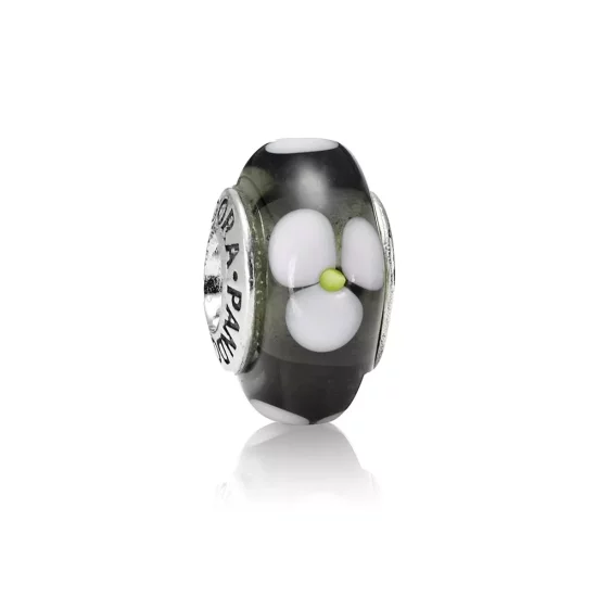 (imagen para) Charm en plata de ley Flor negra PANDORA