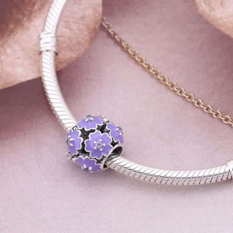 (imagen para) Charm en plata de ley Flor Purpura PANDORA - Ver 4
