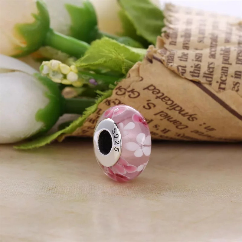 (imagen para) Charm en plata de ley Flor rosa PANDORA - Ver 2