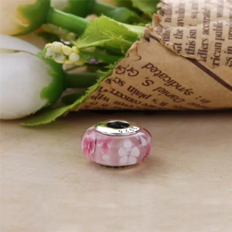 (imagen para) Charm en plata de ley Flor rosa PANDORA - Ver 3