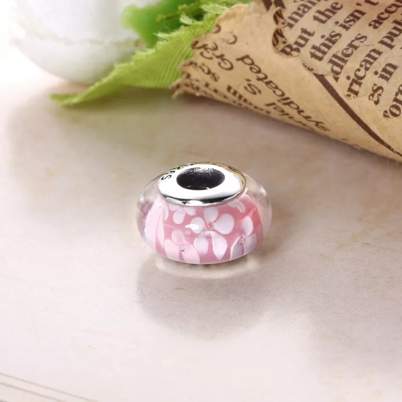 (imagen para) Charm en plata de ley Flor rosa PANDORA - Ver 3