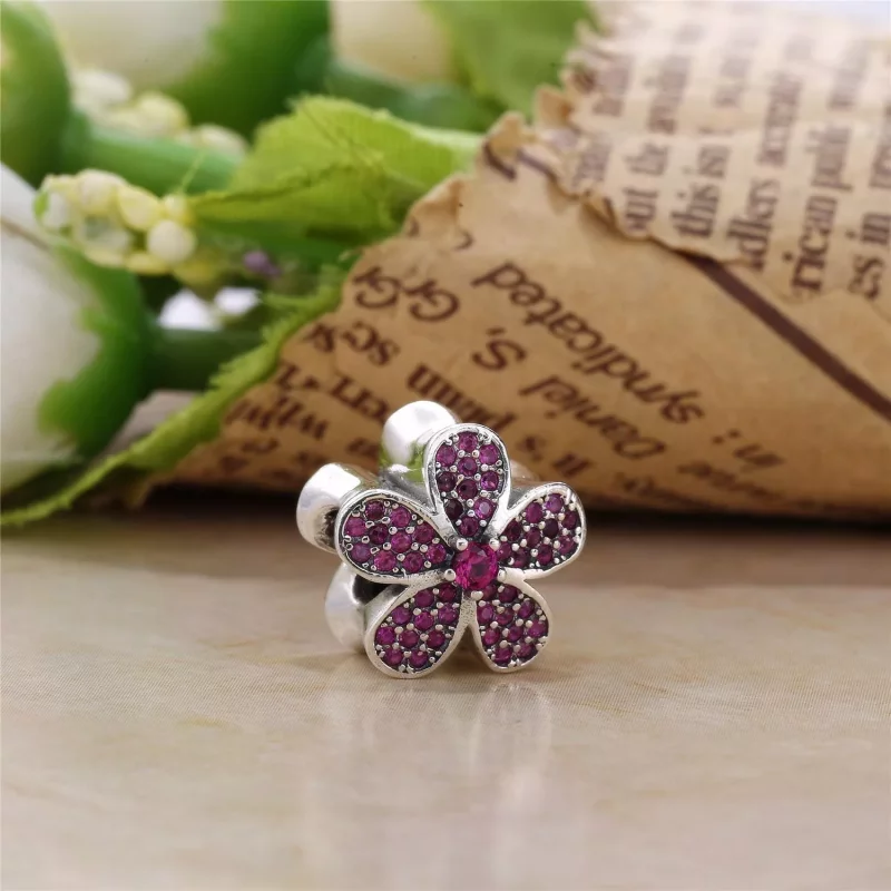 (imagen para) Charm en plata de ley Margarita deslumbrante p&uacute;rpura PANDORA - Ver 2
