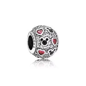 (imagen para) Charm en plata de ley Mickey & Corazones Brillantes - PANDORA