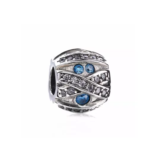 (imagen para) Charm en plata de ley Piedra azul PANDORA