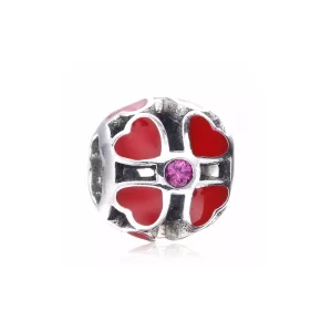 Charm en plata de ley Trébol rojo PANDORA (imagen para) Charm en plata de ley Trébol rojo PANDORA