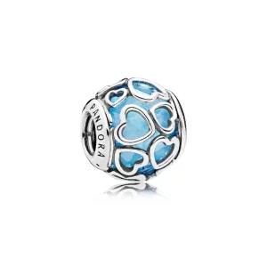 (imagen para) Charm en plata facetado con coraz&oacute;n azul cielo - PANDORA