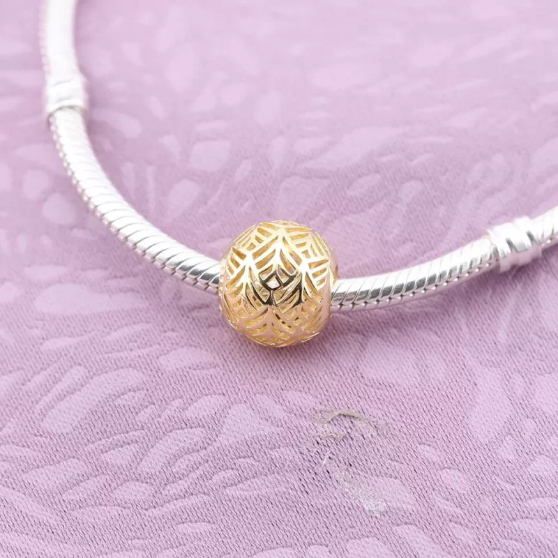 (imagen para) Charm Hoja de Palma Tropicana, Oro 14K PANDORA - Ver 2