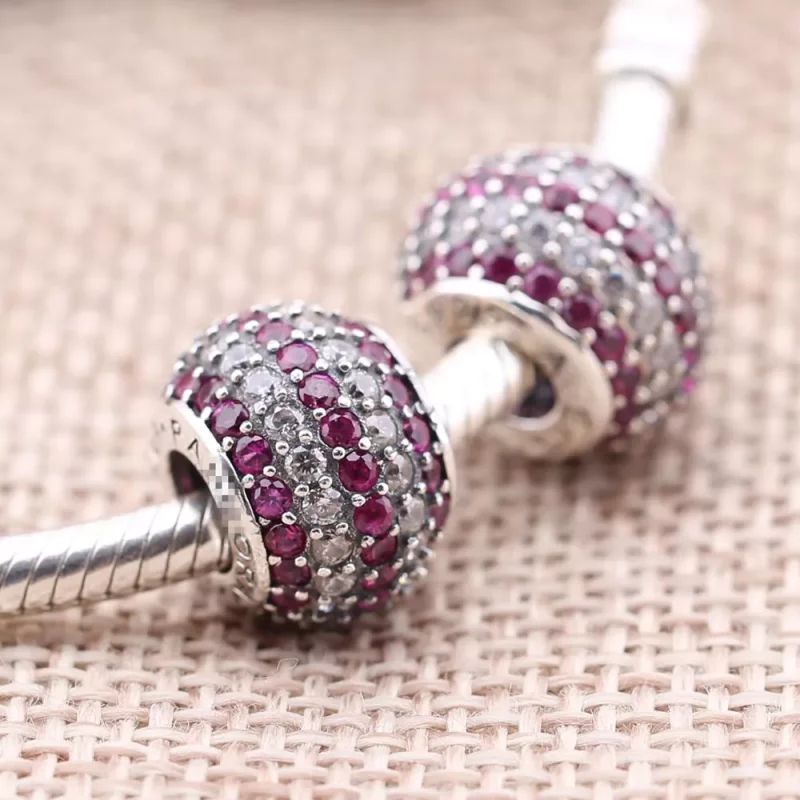 (imagen para) Charm Pav&eacute; Rayas Rojas - PANDORA - Ver 2