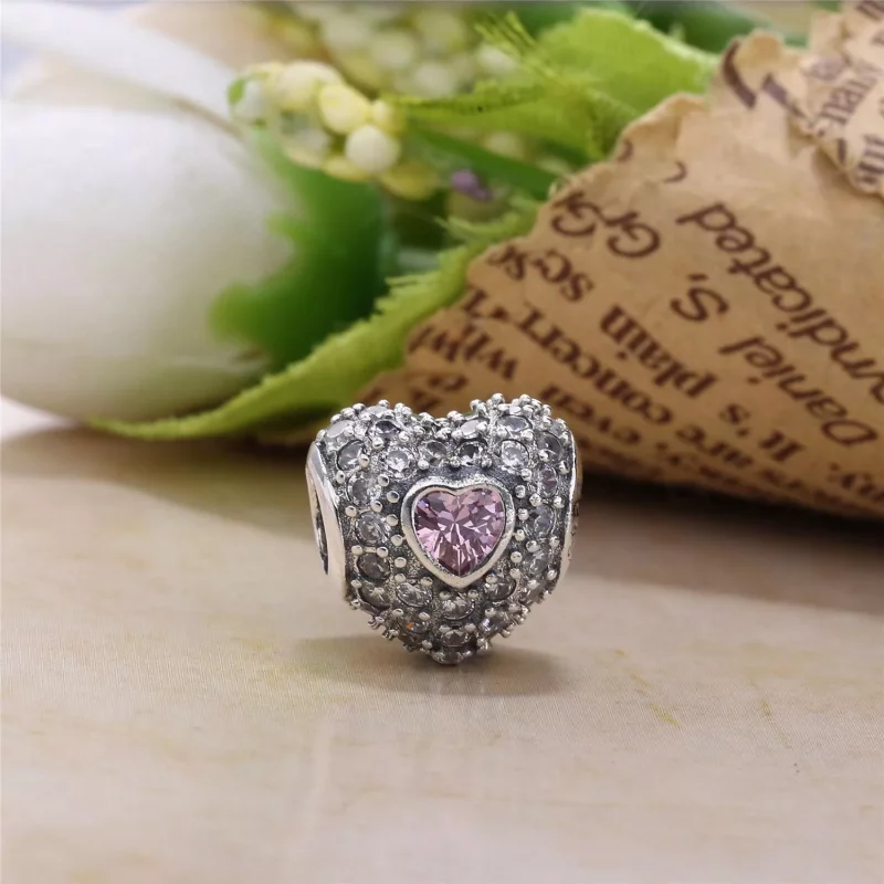 (imagen para) Charm Pav&eacute; Rojo Triple Coraz&oacute;n - PANDORA - Ver 3