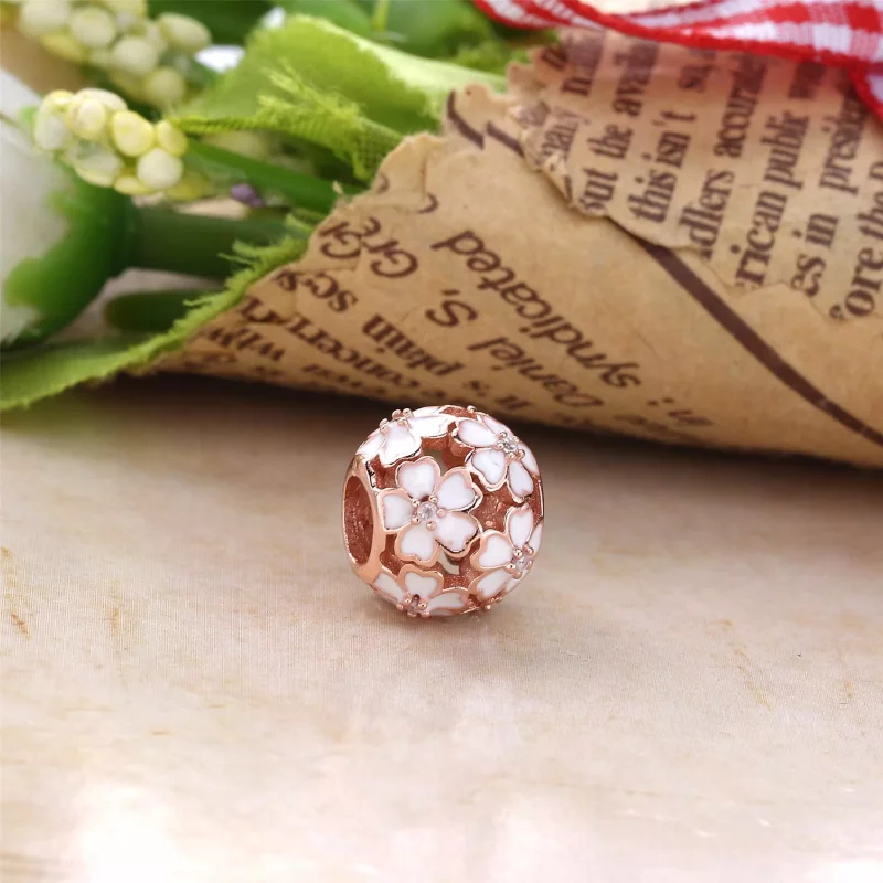 (imagen para) Charm Prado blanco de la pr&iacute;mula Rose PANDORA - Ver 2