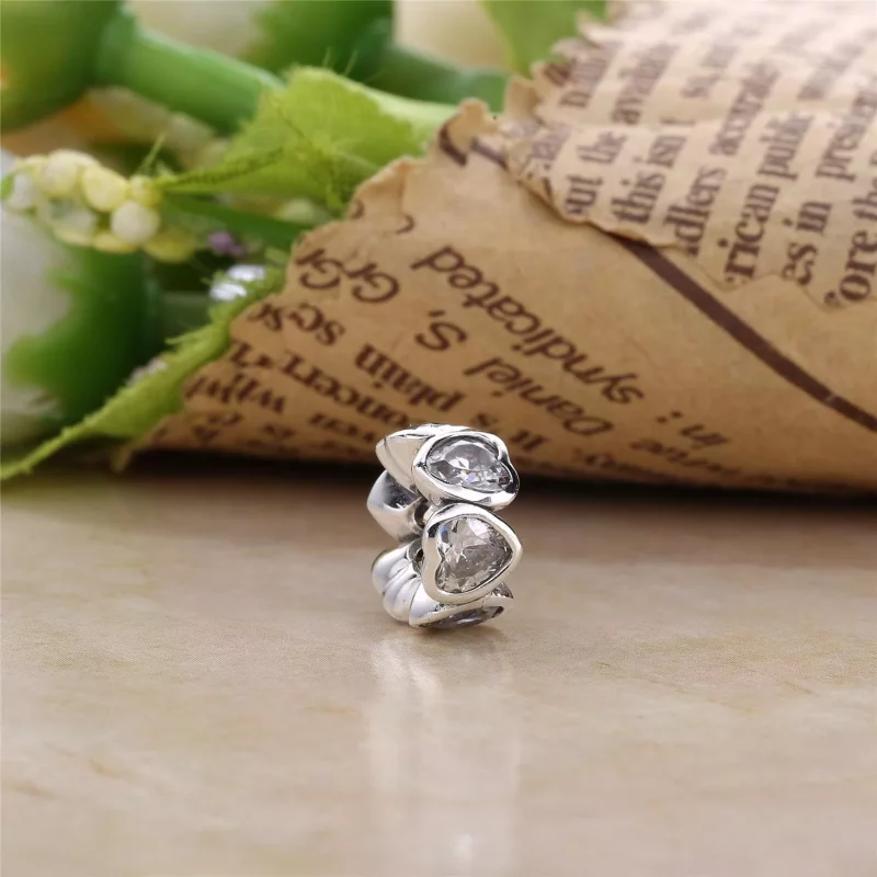 (imagen para) Charm separador corazones brillantes rosas - PANDORA - Ver 2