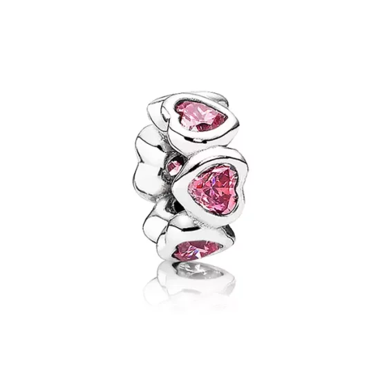 (imagen para) Charm separador corazones brillantes rosas - PANDORA