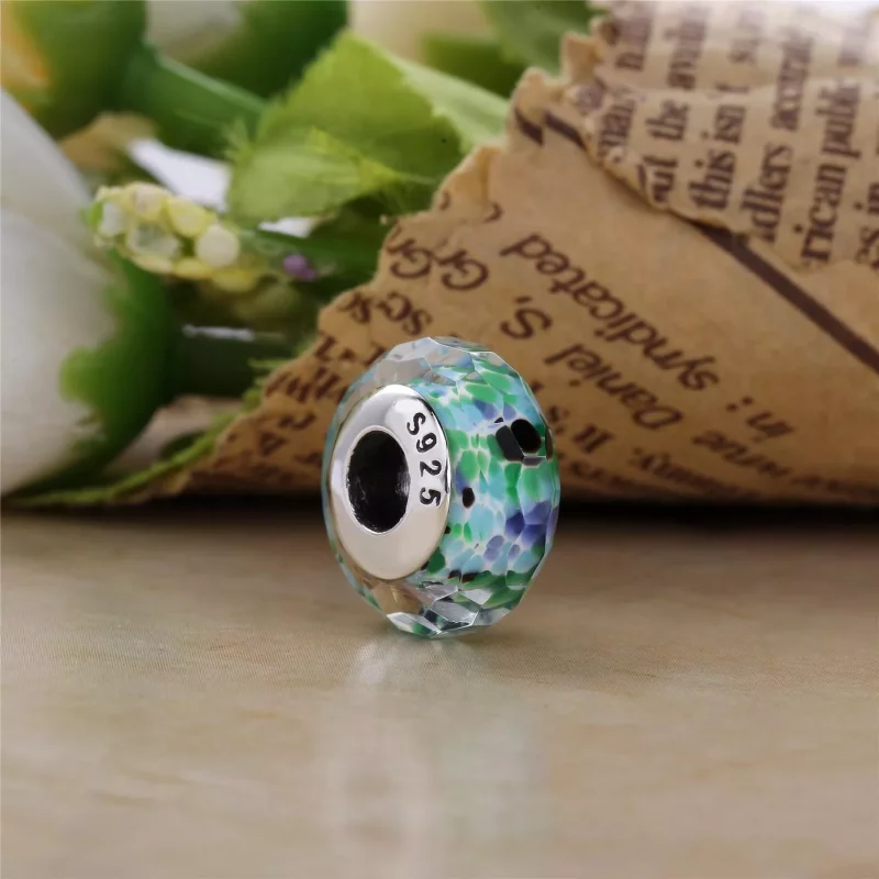 (imagen para) Charm Cristal de Murano Facetado Rosa Shibori - PANDORA - Ver 2