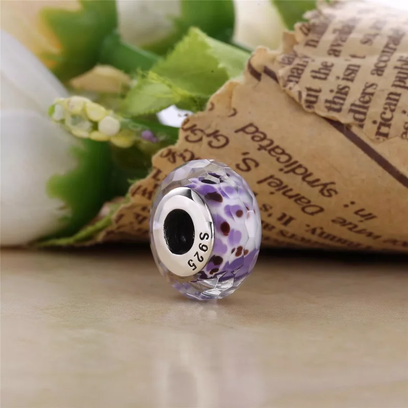 (imagen para) Charm Cristal de Murano Facetado Rosa Shibori - PANDORA - Ver 4