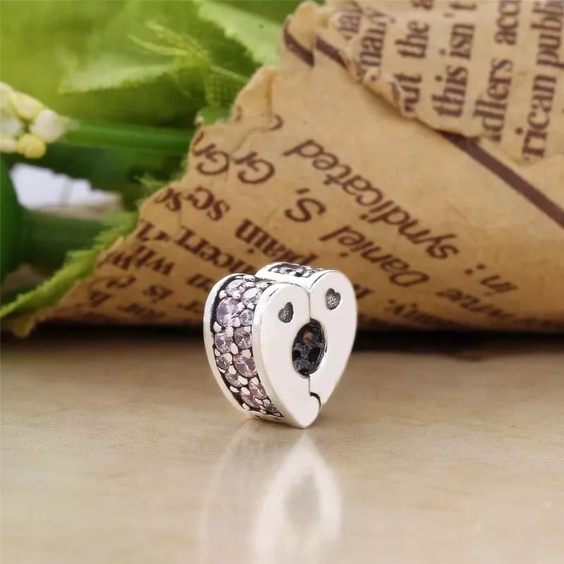 (imagen para) Clip en plata de ley Arco de Amor Brillante Rosa - PANDORA - Ver 3