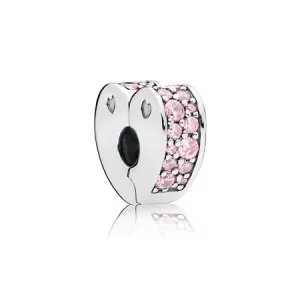 (imagen para) Clip en plata de ley Arco de Amor Brillante Rosa - PANDORA
