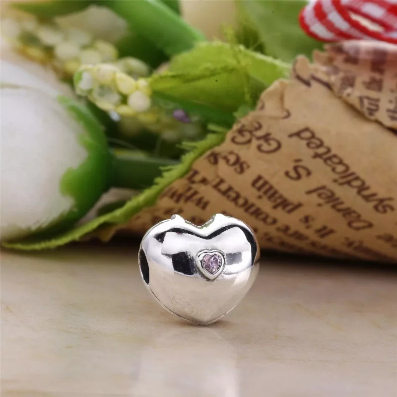 (imagen para) Clip en plata de ley Coraz&oacute;n firme PANDORA - Ver 2
