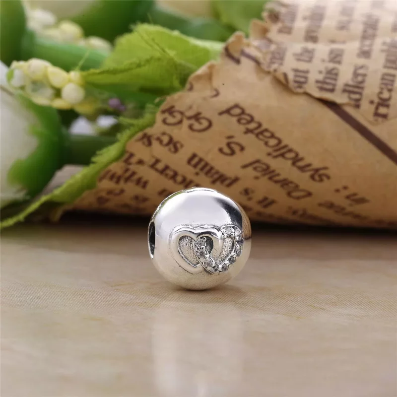 (imagen para) Clip en plata de ley Corazones Enlazados - PANDORA - Ver 2
