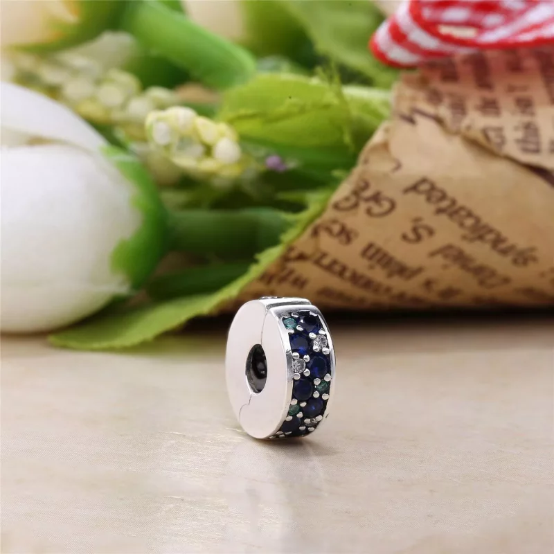 (imagen para) Clip en plata de ley Elegancia Brillante Mosaico Azul - PANDORA - Ver 2