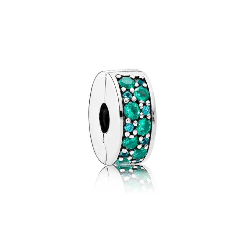 (imagen para) Clip en plata de ley Elegancia Brillante Mosaico Verde Azulado - PANDORA