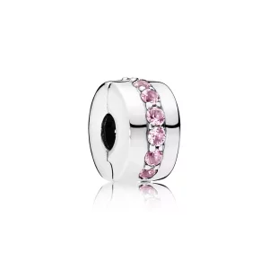 (imagen para) Clip en plata de ley Sendero Luminoso rosa - PANDORA