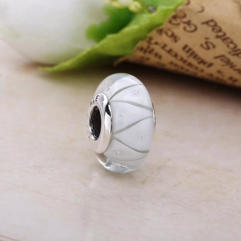 (imagen para) Charm Cristal de Murano Zig-Zag Blanco - PANDORA - Ver 2