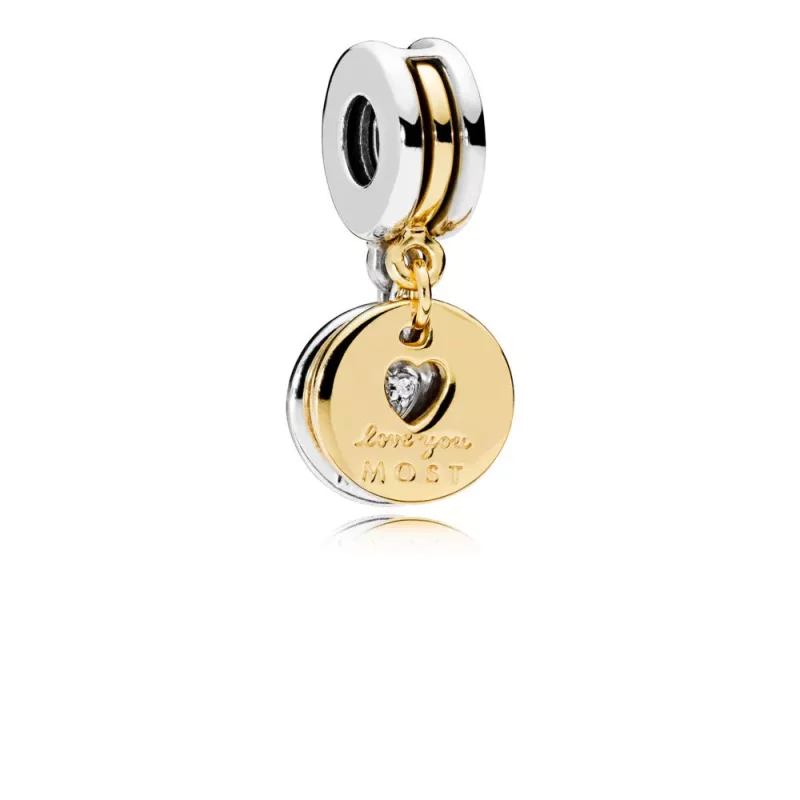 (imagen para) Charm colgante en plata de ley y PANDORA Shine More & Most Love - Ver 2