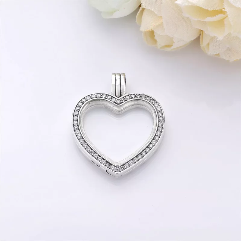 (imagen para) Charm colgante en plata de ley Locket Coraz&oacute;n Brillante - PANDORA - Ver 2